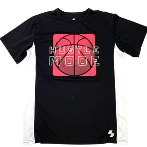 Hustle Mode Shirt Boys XXL 16 Black Graphic Short Sleeve Place Sport Basketball